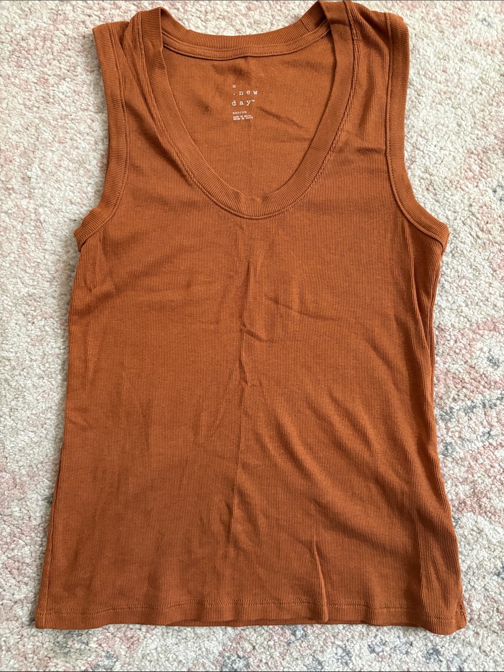 a new day Ribbed Scoop Tank Top - Rust